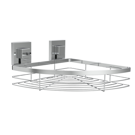 Corner Shower Shelf - Fusion Loc Bathroom Accessory Range, Polished Chrome, (L) 25cm | (W) 25cm | (H) 11cm