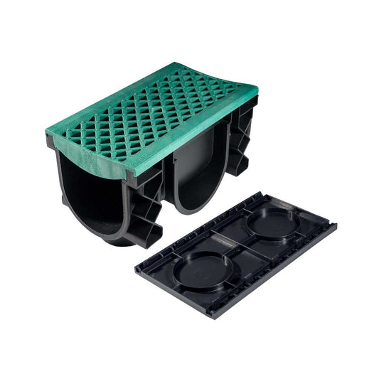 QualiDrain Nylon 250mm Body & Protective Cover with Green Grate
