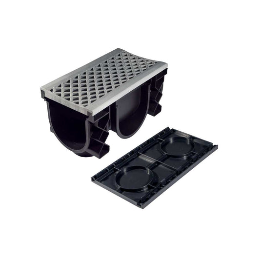 QualiDrain Lite 250mm Body & Protective Cover with Grey Grate