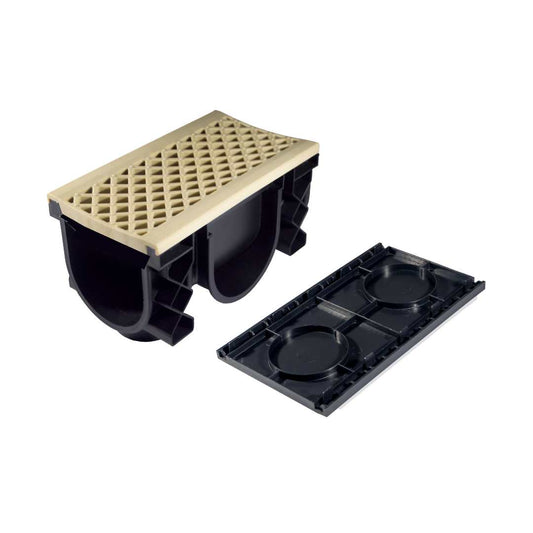 QualiDrain Lite 250mm Body & Protective Cover with Sandstone Grate
