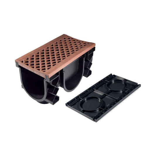 QualiDrain Lite 250mm Body & Protective Cover with Terracotta Grate