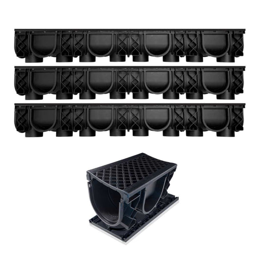 QualiDrain Lite 3-meter Pack Body & Dustcover with Black Grate