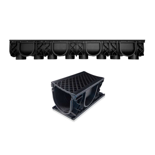 QualiDrain Lite 1-meter Body & Dustcover with Black Grate