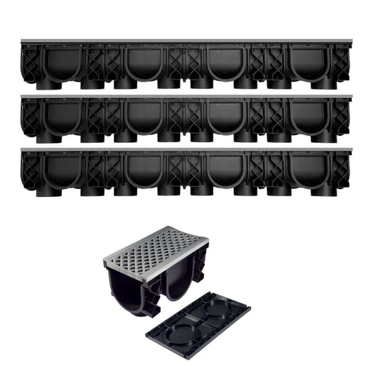 QualiDrain Lite 3-meter Pack Body & Dustcover with Grey Grate