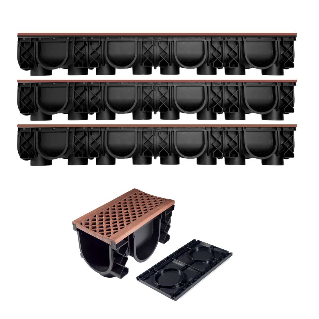 QualiDrain Lite 3-meter Pack Body & Dustcover with Terracota Grate