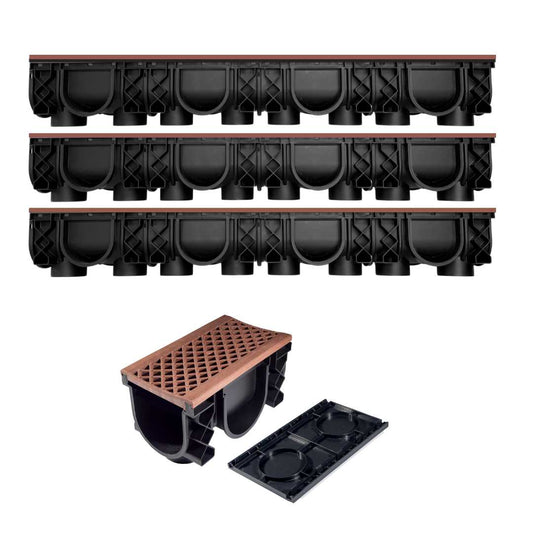 QualiDrain Lite 3-meter Pack Body & Dustcover with Terracota Grate