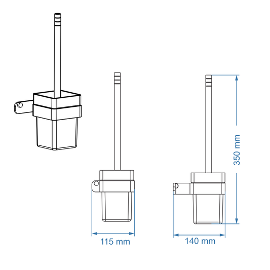 Toilet Brush - Ash Bathroom Accessory Icon Premium Range in Black