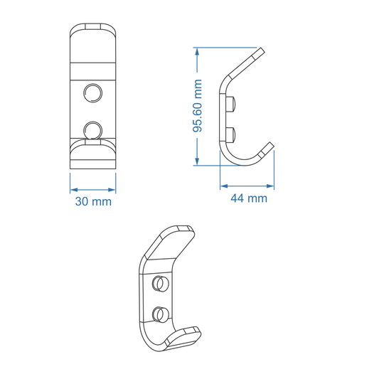 Robe/Towel Hook - Ash Bathroom Accessory Icon Premium Range in Black