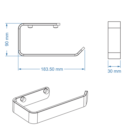 Toilet Paper Holder - Ash Bathroom Accessory Icon Premium Range in Black