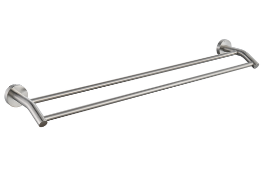 Double Towel Rail 700mm - Blaze Bathroom Accessory, Icon Premium Range in Brushed Stainless Steel, (L) 70.0cm | (W) 12.4cm | (H) 5.1cm