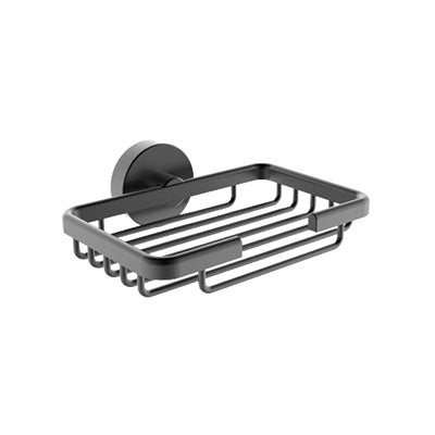 Soap Dish/Basket - Coal Bathroom Accessory Icon Premium Range in Black, (L) 15.0cm | (W) 11.0cm | (H) 5.0cm