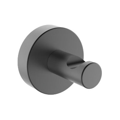 Robe/Towel Hook - Coal Bathroom Accessory Icon Premium Range in Black, (L) 5.0cm | (W) 5.0cm | (H) 5.0cm