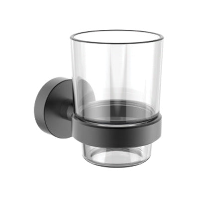 Toothbrush Holder - Coal Bathroom Accessory Icon Premium Range in Black, (L) 7.0cm | (W) 11.0cm | (H) 10.0cm