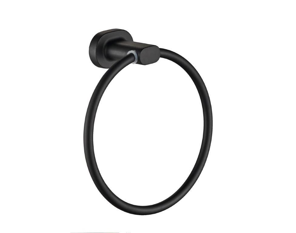 Towel Ring - Raven Bathroom Accessory Icon Conventional Range in Black, (L) 18.5cm | (W) 6.1cm | (H) 17.2cm