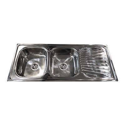 Sink - Double End Bowl, Drop-In, 1200mmx480mmx155mm, 301 Grade Stainless Steel
