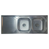 Sink - Double End Bowl, Drop-In, 1200mmx480mmx155mm, 301 Grade Stainless Steel, Incl 90mm Waste