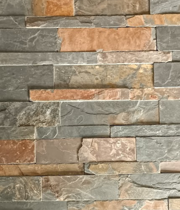Cladding - Natural Stone Wall Autumn Blend Slate Cladding, 8 Unique Tiles, 600x150mm (Box of 8, 0.72SQM)