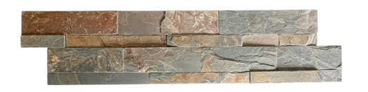 Cladding - Natural Stone Wall Autumn Blend Slate Cladding, 8 Unique Tiles, 600x150mm (Box of 8, 0.72SQM)