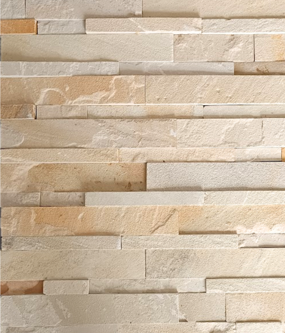 Cladding - Natural Stone Wall Mint Sandstone Slate Cladding, 8 Unique Tiles, 600x150mm (Box of 8, 0.72SQM)