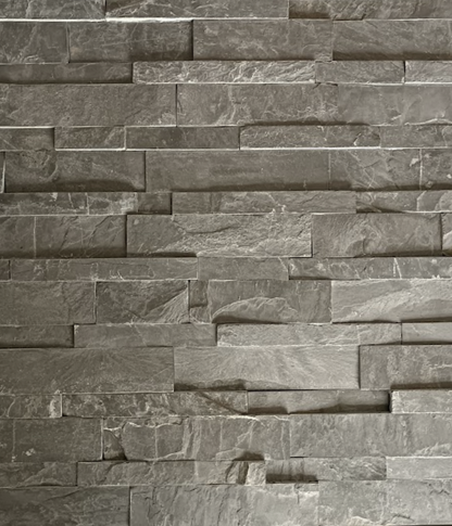 Cladding - Natural Stone Wall Noir Black Slate Cladding, 8 Unique Tiles, 600x150mm (Box of 8, 0.72SQM)