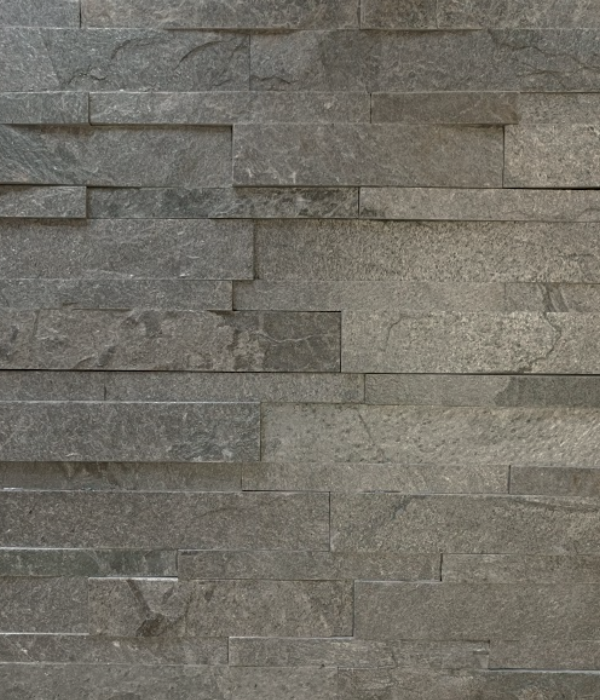 Cladding - Natural Stone Wall Pewter Grey Quartzite Slate Cladding, 8 Unique Tiles, 600x150mm (Box of 8, 0.72SQM)