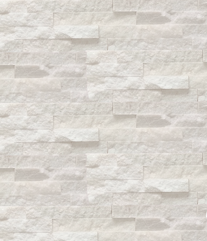 Cladding - Natural Stone Wall Moonstone White Marble Slate Cladding, 7 Unique Tiles, 600x150mm (Box of 7, 0.63 SQM)