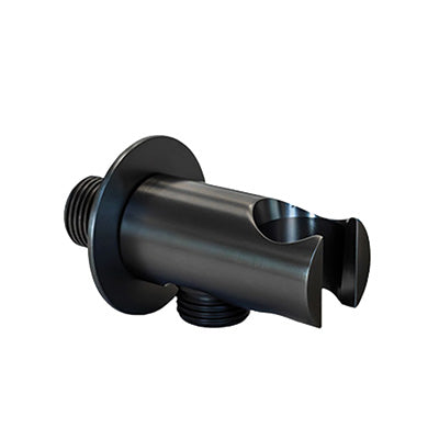 Wall Bracket for Handshower - Includes Outlet, Round, Matt Black Finish