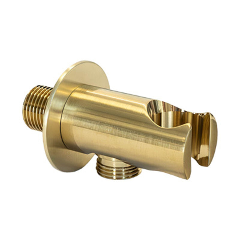 Wall Bracket for Handshower - Includes Outlet, Round, Brushed Gold Finish