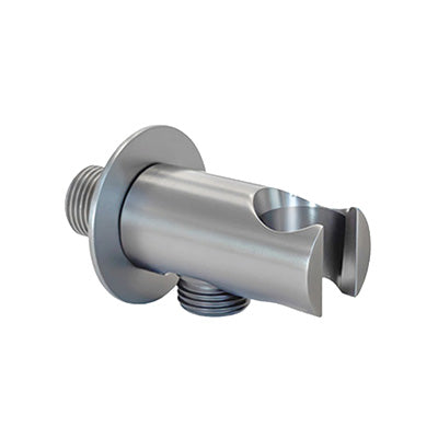 Wall Bracket for Handshower - Includes Outlet, Round, Brushed Stainless Steel Finish