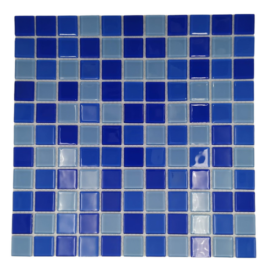 Mosaic Pool - Glass, Square, Sapphire Blue, 300x300 - 25mm