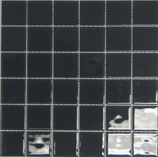 Mosaic Glass - Gloss, Square, Charcoal, 300x300 - 48mm