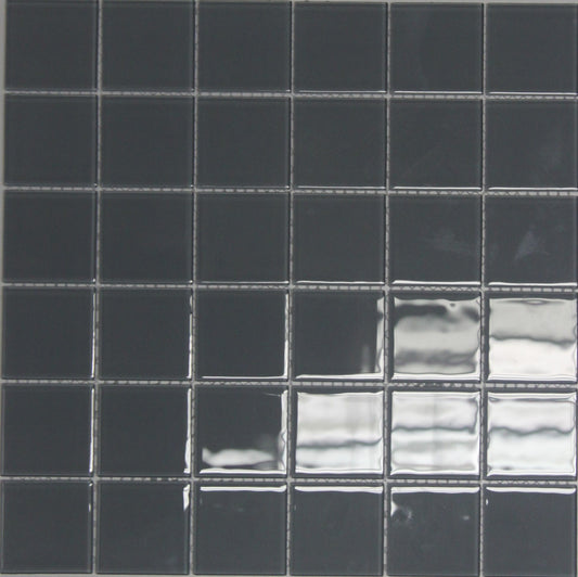 Mosaic Glass - Gloss, Square, Gunmetal, 300x300 - 48mm