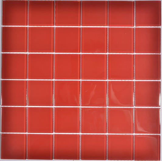Mosaic Glass - Gloss, Square, Red, 300x300 - 48mm