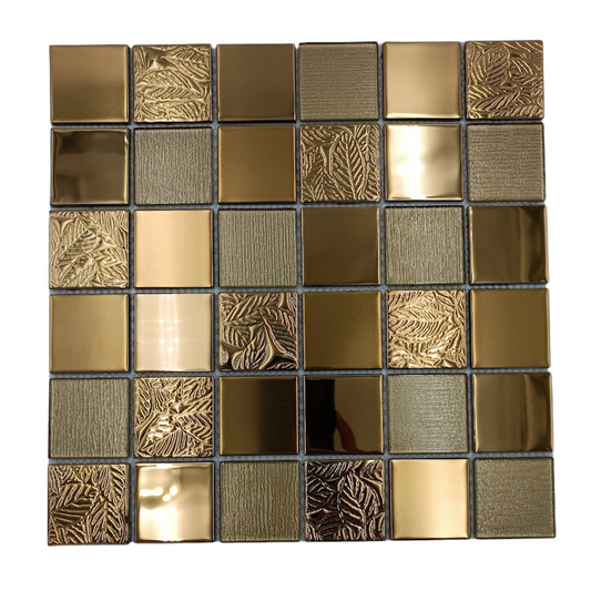 Mosaic Pool - Glass, Square, Midas Gold, 300x300 - 48mm