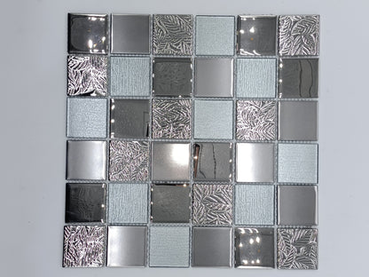 Mosaic Glass - Square, Sterling Silver, 300x300 - 48mm