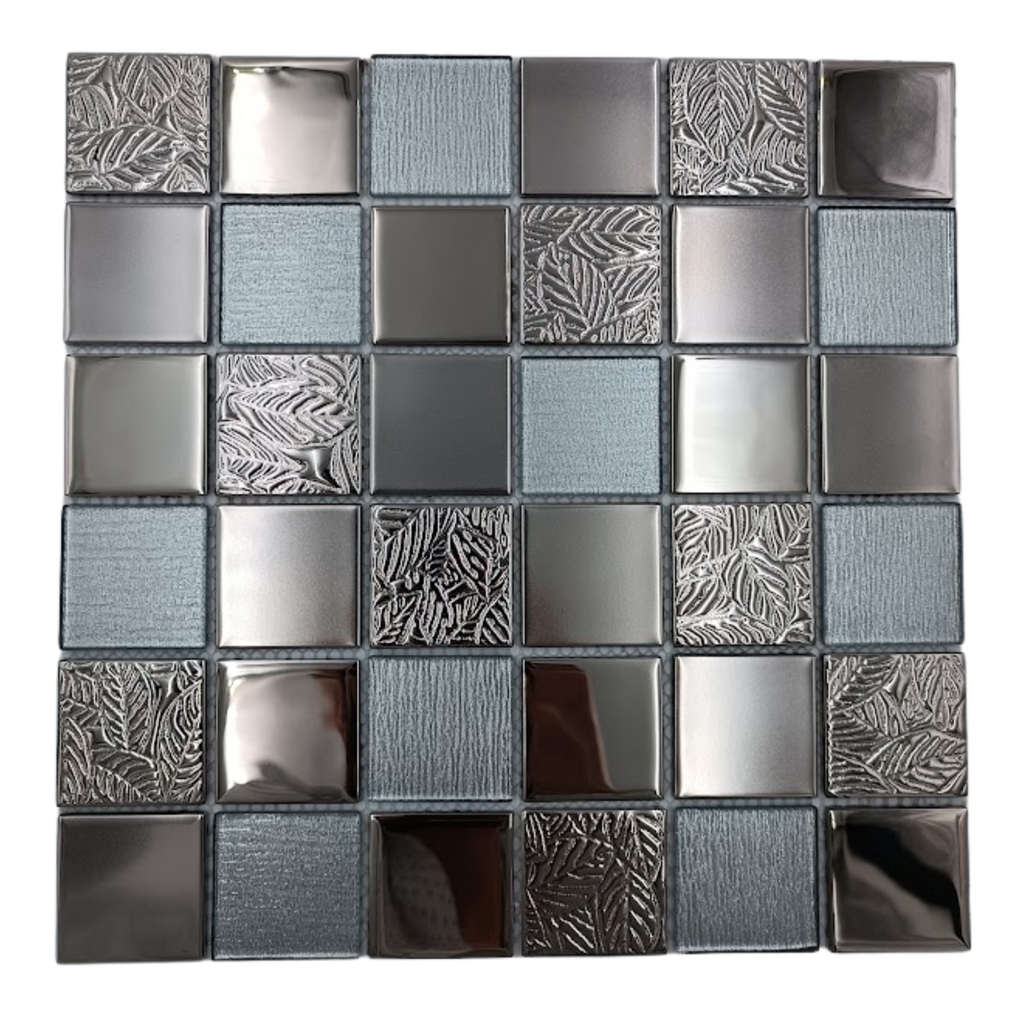 Mosaic Glass - Square, Sterling Silver, 300x300 - 48mm