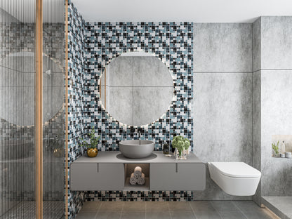 Mosaic Glass - Gloss, Square, Caspian, 300x300 - 48mm
