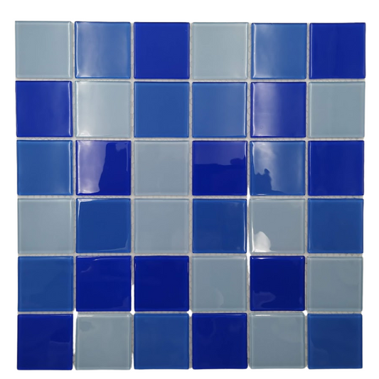Mosaic Pool - Glass, Square, Celestial Blue, 300x300 - 48mm