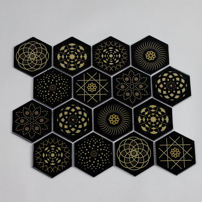 Mosaic Stone & Glass Blend - HEX, Black Universe, Medium, 340x280 - 73mm