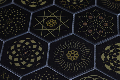 Mosaic Stone & Glass Blend - HEX, Black Universe, Medium, 340x280 - 73mm