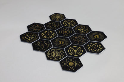 Mosaic Stone & Glass Blend - HEX, Black Universe, Medium, 340x280 - 73mm