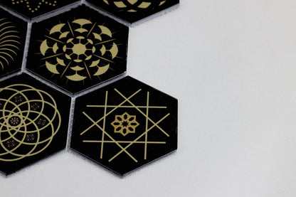 Mosaic Stone & Glass Blend - HEX, Black Universe, Medium, 340x280 - 73mm