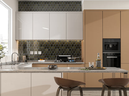 Mosaic Stone & Glass Blend - HEX, Black Universe, Medium, 340x280 - 73mm