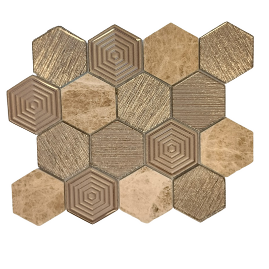 Mosaic Stone & Glass Blend - HEX, Salton, Large, 260x300 - 73mm