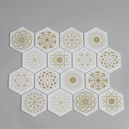 Mosaic Stone & Glass Blend - HEX, White Universe, Medium, 340x280 - 73mm