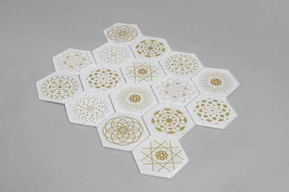 Mosaic Stone & Glass Blend - HEX, White Universe, Medium, 340x280 - 73mm