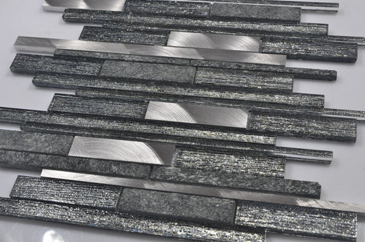 Mosaic Glass - Linear, Grey/Graphite, 300x300