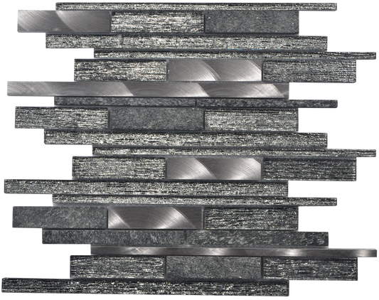 Mosaic Glass - Linear, Grey/Graphite, 300x300