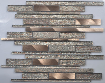 Mosaic Glass - Linear, Copper/Graphite, 300x300