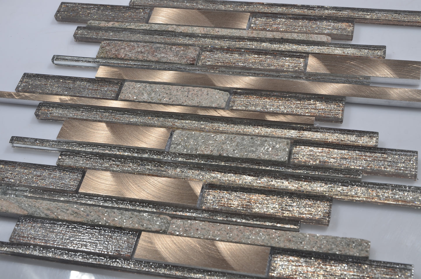Mosaic Glass - Linear, Copper/Graphite, 300x300